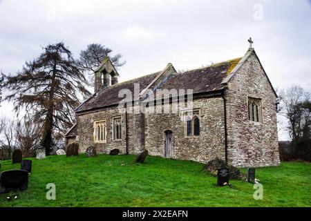 St David’s Church, Llangeview, Usk est un bâtiment classé principalement C15e Grade I dans les soins des amis des églises Frieless debout dans un presque circu Banque D'Images