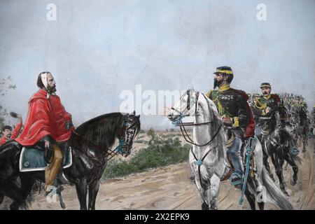 Italie. Triennio 1859-1861. Réunion de Garibaldi et Victor Emmanuel II. Teano. 26 octobre 1860. Banque D'Images