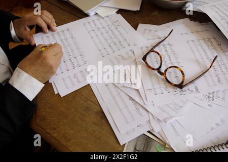 Portrait de Michael Nyman (compositeur) chez lui 29/05/2017 ©Isabella de Maddalena/opale.photo Banque D'Images