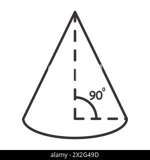 Cône de géométrie avec triangle intérieur sur le fond blanc. Illustration vectorielle de forme. Banque D'Images