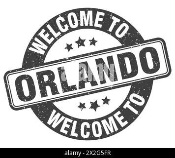 Bienvenue à Orlando Stamp. Panneau rond Orlando isolé sur fond blanc Illustration de Vecteur