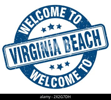 Bienvenue au timbre Virginia Beach. Virginia Beach signe rond isolé sur fond blanc Illustration de Vecteur