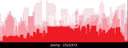 Affiche rouge panoramique de la ville DU CAP, AFRIQUE DU SUD Illustration de Vecteur