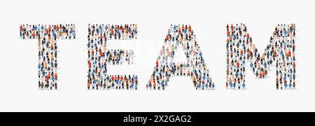 Grand groupe de personnes sous forme de mot d'équipe. Illustration vectorielle Illustration de Vecteur