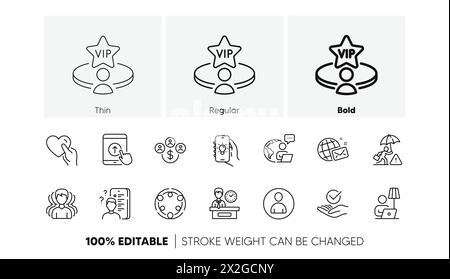 Icônes d'inclusion, de groupe et de ligne cœur de maintien. Pour l'application Web, impression. Icônes de ligne. Vecteur Illustration de Vecteur