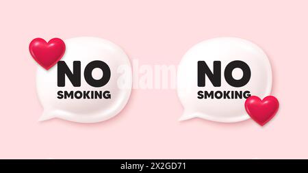Étiquette non fumeur. Panneau d'arrêt de fumée. Icônes 3D de la bulle de conversation. Vecteur Illustration de Vecteur