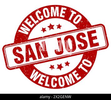 Bienvenue à San Jose Stamp. San Jose signe rond isolé sur fond blanc Illustration de Vecteur