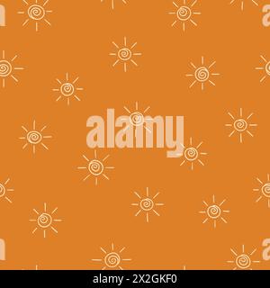 Modèle vectoriel sans couture avec des icônes de soleil stylisées simples, idéal pour les produits de bébé et d'enfant. Illustration vectorielle Illustration de Vecteur
