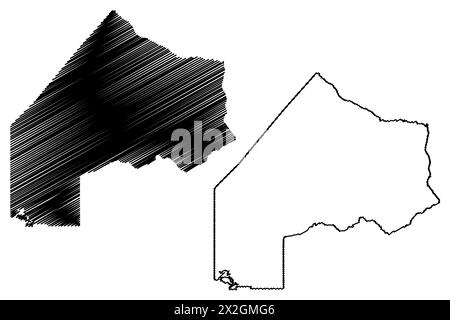 District de Kenora (Canada, province d'Ontario, Amérique du Nord) carte illustration vectorielle, croquis à tracer carte de Kenora Illustration de Vecteur