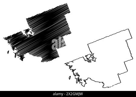 Municipalité de district de Muskoka (Canada, province de l'Ontario, Amérique du Nord) carte illustration vectorielle, croquis à tracer carte de Northumberland Muskoka Illustration de Vecteur