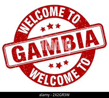 Bienvenue au timbre Gambie. Gambia signe rond isolé sur fond blanc Illustration de Vecteur