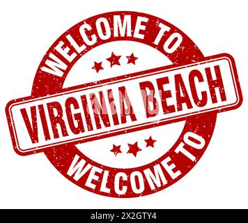 Bienvenue au timbre Virginia Beach. Virginia Beach signe rond isolé sur fond blanc Illustration de Vecteur