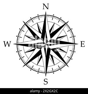 Rose du compas ou andain. Icône de navigation plate Rose of the Winds pour les applications et les sites Web. Symbole Nord, Sud, Ouest, est. Illustration vectorielle. Illustration de Vecteur