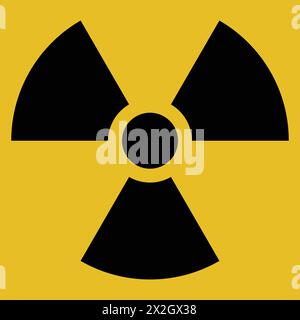 ISO 361 symbole international du trèfle pour rayonnement ionisant. Icône de contamination radioactive. Signe d'avertissement de danger de rayonnement. Vecteur de signe jaune nucléaire Illustration de Vecteur