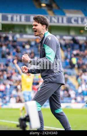 Blackburn, Royaume-Uni. 21 avril 2024. Le manager de Sheffield Wednesday, Danny Rohl, célèbre sa victoire lors du match Blackburn Rovers v Sheffield Wednesday SkyBet EFL Championship à Ewood Park, Blackburn, Royaume-Uni, le 21 avril 2024 crédit : Every second Media/Alamy Live News Banque D'Images