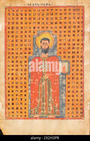 Evangile illuminé - peuples Amhara -image de Saint Matthieu- fin XIVe–début XVe siècle Banque D'Images