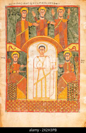 Evangile illuminé - peuples Amhara - la Transfiguration du Christ - fin du XIVe au début du XVe siècle Banque D'Images