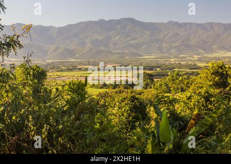 Vue du paysage rural près de Muang Sing, Laos Banque D'Images