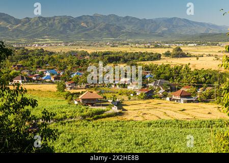 Vue du paysage rural près de Muang Sing, Laos Banque D'Images