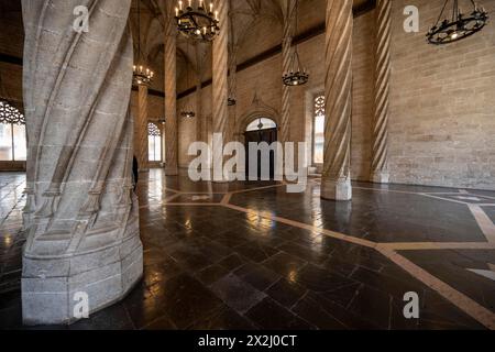 Intérieur, Palais Lonja de la Seda, site du patrimoine mondial de l'UNESCO, Valence, Espagne Banque D'Images