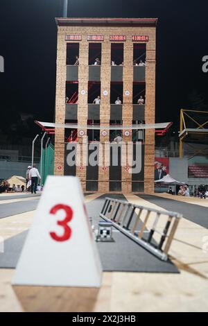 ISTANBUL, TURKIYE - 02 SEPTEMBRE 2023 : compétition de pompiers dans le Championnat du monde de sports d'incendie et de sauvetage à Istanbul Banque D'Images