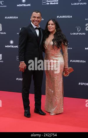 Madrid, Espagne. 22 avril 2024. Cafu arrive aux Laureus World Sports Awards au Galería de cristal le 22 avril 2024 à Madrid, en Espagne. (Photo par Oscar Gonzalez/Sipa USA) crédit : Sipa USA/Alamy Live News Banque D'Images