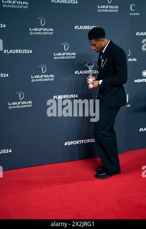 22 avril 2024, Madrid, Madrid, Espagne : Jude Bellingham se présente comme gagnant des Laureus World Sports Awards Madrid 2024 au Palacio de Cibeles le 23 avril 2024 à Madrid, Espagne (image crédit : © Jack Abuin/ZUMA Press Wire) USAGE ÉDITORIAL SEULEMENT! Non destiné à UN USAGE commercial ! Banque D'Images