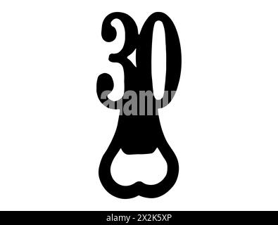 30 anniversaire ouvre-bouteille silhouette vecteur art Illustration de Vecteur
