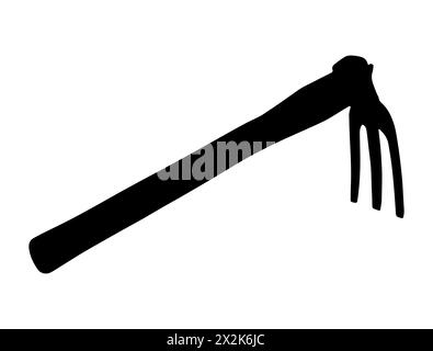 Illustration vectorielle de silhouette d'outil de houe de fourche Illustration de Vecteur