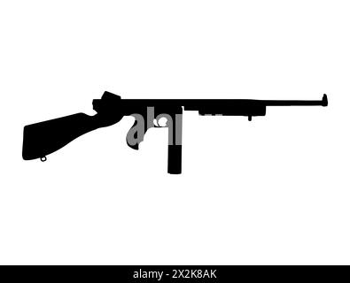 Silhouette de mitrailleuse Thompson M1921 Illustration de Vecteur