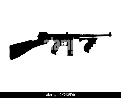 Silhouette de mitrailleuse Thompson M1921 Illustration de Vecteur