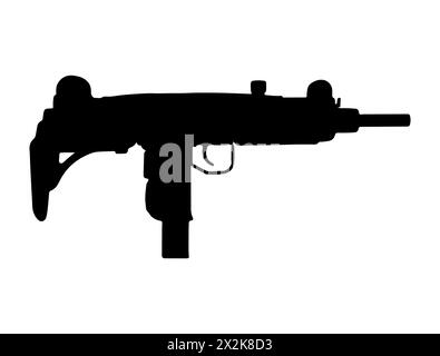 Art vectoriel de silhouette de pistolet mitrailleur UZI Illustration de Vecteur