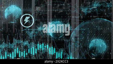 Image des icônes et réseau de connexions traitement de données sur des serveurs informatiques Banque D'Images