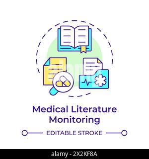 Icône de concept multicolore de surveillance de la littérature médicale Illustration de Vecteur