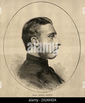 Vieux portrait victorien du prince Arthur, duc de Connaught et Strathearn était le septième enfant et le troisième fils de la reine Victoria du Royaume-Uni et du prince Albert, 19e siècle des années 1870 Banque D'Images