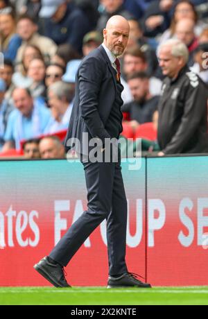 Londres, Royaume-Uni. 21 avril 2024. 21 avril 2024 - Manchester United v Coventry City - demi-finale de la FA Cup - Wembley. Erik Ten Hag, manager de Manchester United. Crédit photo : Mark pain/Alamy Live News Banque D'Images