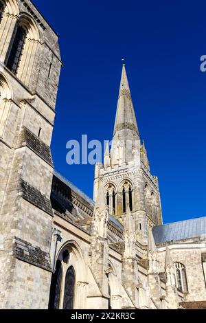 Gros plan sur l'extérieur de la cathédrale de Chichester, West Sussex, Angleterre Banque D'Images