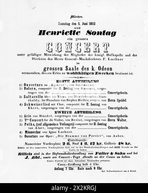 Sontag, Henriette, 3.1.1806 - 17.6,1854, chanteuse d'opéra allemande (soprano), affiche, DROITS-SUPPLÉMENTAIRES-AUTORISATION-INFO-NON-DISPONIBLE Banque D'Images