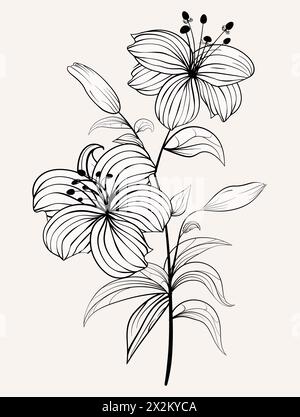 esquisse simple de fleur monochrome Illustration de Vecteur