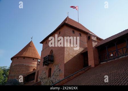 Trakai, Lituanie - 11 septembre 2023 - Château médiéval - tour d'entrée Banque D'Images