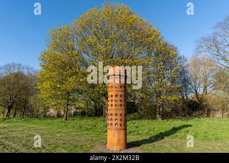 Sculpture Geordie Lamp par Andy Mayers à West Moor, North Tyneside, Royaume-Uni Banque D'Images