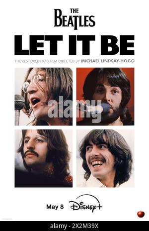 Let It Be (1970) réalisé par Michael Lindsay-Hogg et mettant en vedette George Harrison, John Lennon, Paul McCartney et Ringo Starr. Restauré et réédité un documentaire sur la tentative des Beatles de retrouver leur ancien esprit de groupe en faisant un album Back to Basics, qui les a plutôt éloignés. Affiche US One Sheet.***USAGE ÉDITORIAL SEULEMENT*** crédit : BFA / Disney+ Banque D'Images