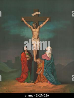 La crucifixion - Jésus Christ sur la croix - illustration américaine, 1879 - artiste inconnu Banque D'Images