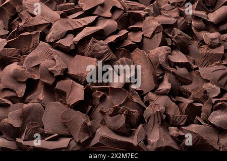 morceaux de fond de chocolat noir, nourriture sucrée Banque D'Images