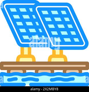 illustration vectorielle d'icône de couleur de panneau solaire flottant Illustration de Vecteur