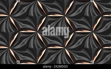 Cette image présente un motif géométrique sans couture avec une combinaison luxueuse de tons noir et cuivre, créant un design sophistiqué et moderne Banque D'Images