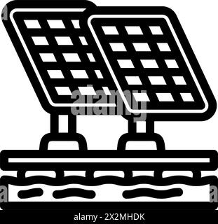 illustration vectorielle d'icône de ligne de panneau solaire flottant Illustration de Vecteur