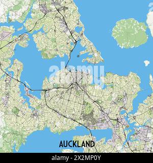 Auckland, Nouvelle-Zélande affiche la carte Illustration de Vecteur