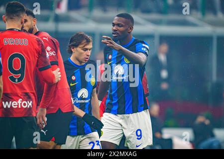 Milan, Italie. 22 avril 2024. Marcus Thuram (FC Inter) lors du championnat italien Serie A match de football entre l'AC Milan et le FC Internazionale le 22 avril 2024 au stade San Siro de Milan, Italie - photo Morgese-Rossini/DPPI crédit : DPPI Media/Alamy Live News Banque D'Images