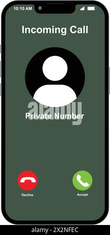 Écran d'appel individuel, capture d'écran d'appel entrant, numéro privé appelant Mobile, interface d'appel téléphonique Illustration de Vecteur
